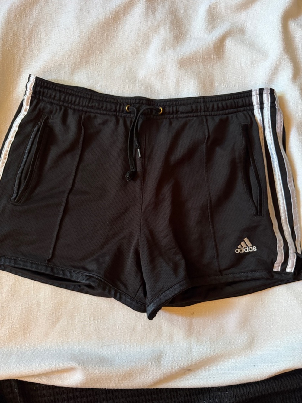 adidas Black Athletic Shorts with White 3-Stripe Trim